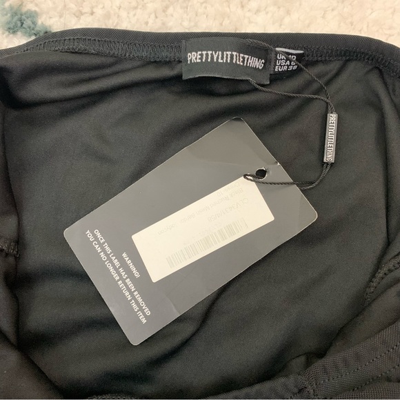 NWT PrettyLittleThing Black mesh Bodycon long sleeve mini dress - Picture 5 of 9